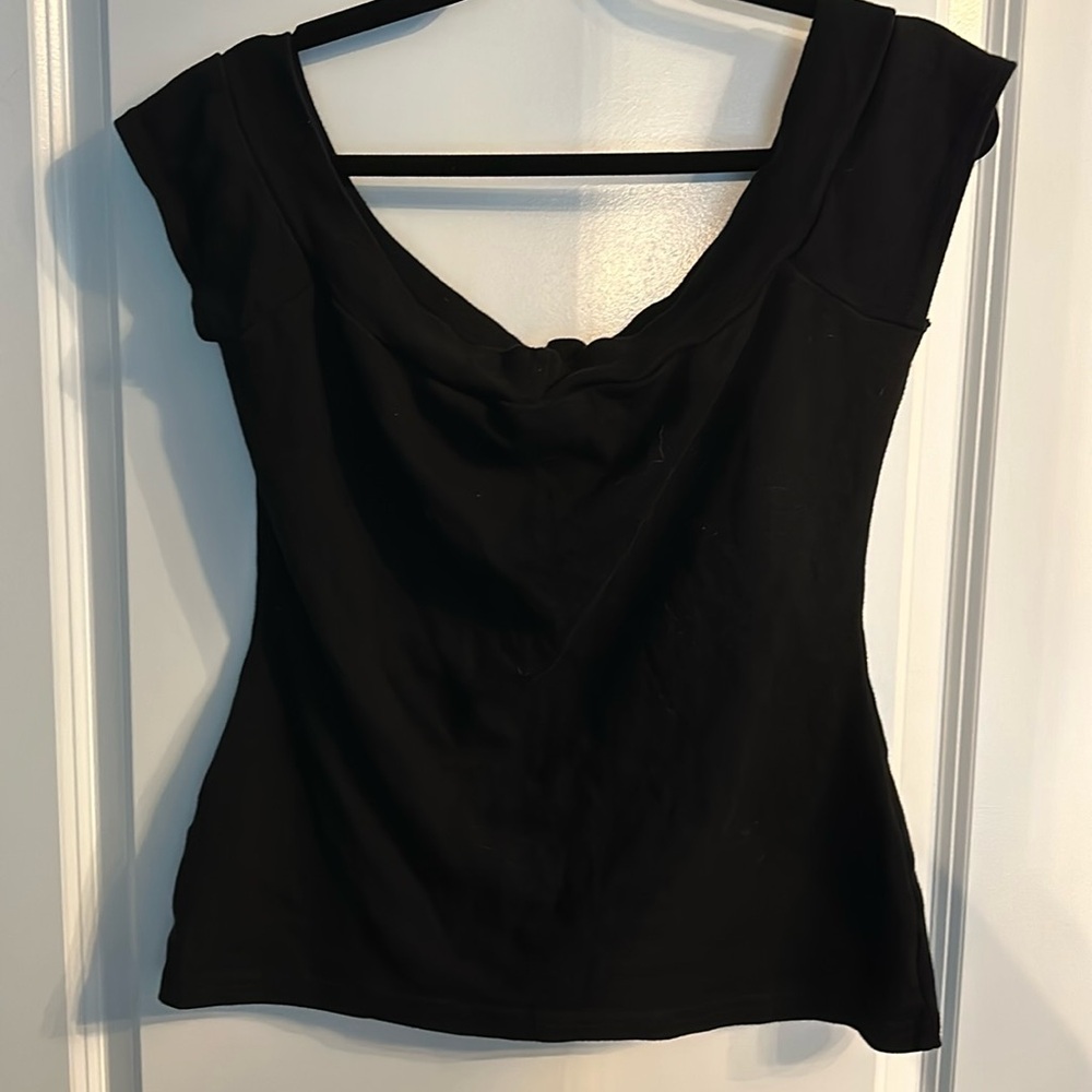Uniqur Vintage Black off Shoulder Knit Shirt XL